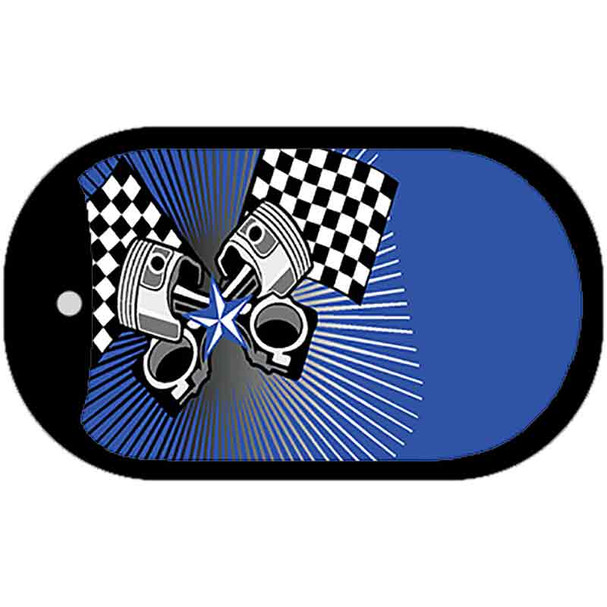 Pistons Checkered Flags Offset Novelty Metal Dog Tag Necklace DT-2350