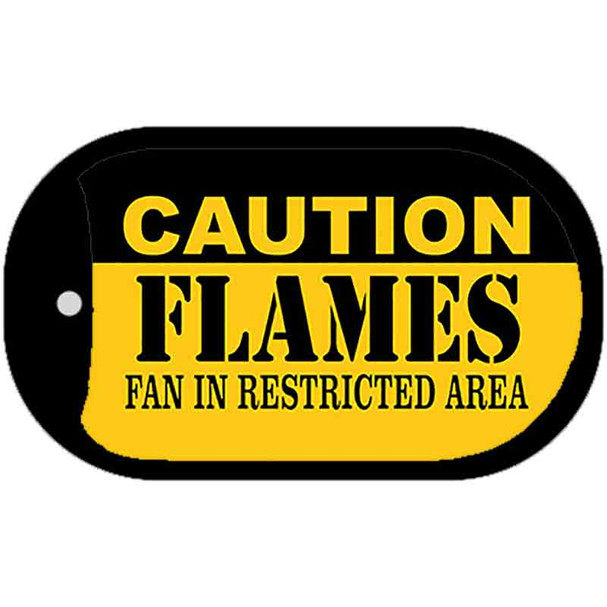 Caution Flames Fan Area Novelty Metal Dog Tag Necklace DT-2670