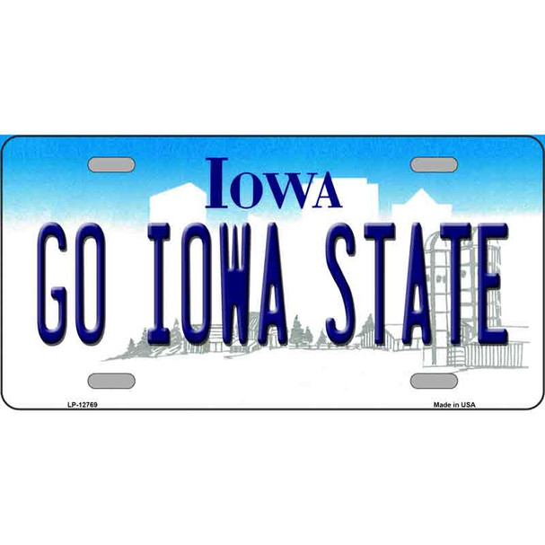 Go Iowa State Novelty Metal License Plate Tag