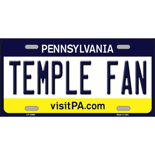 Temple Fan Novelty Metal License Plate