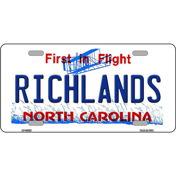 North Carolina Richlands Novelty Metal License Plate