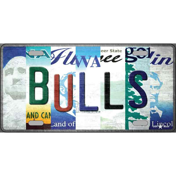 Bulls Strip Art Novelty Metal License Plate Tag