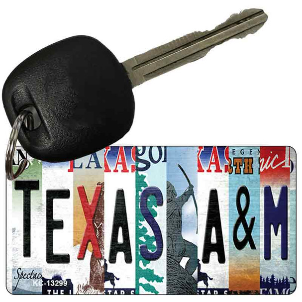 Texas A&M Strip Art Novelty Metal Key Chain KC-13299