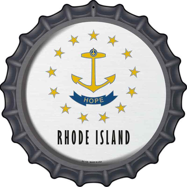 Rhode Island State Flag Novelty Metal Bottle Cap Sign BC-138