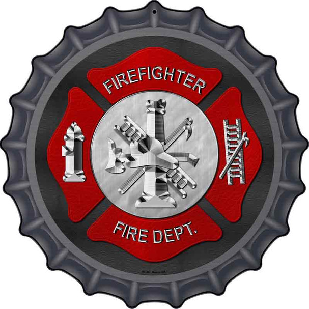Firefighter Novelty Metal Bottle Cap Sign BC-484