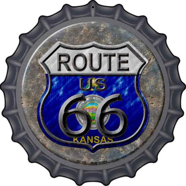 Kansas Route 66 Novelty Metal Bottle Cap Sign BC-520