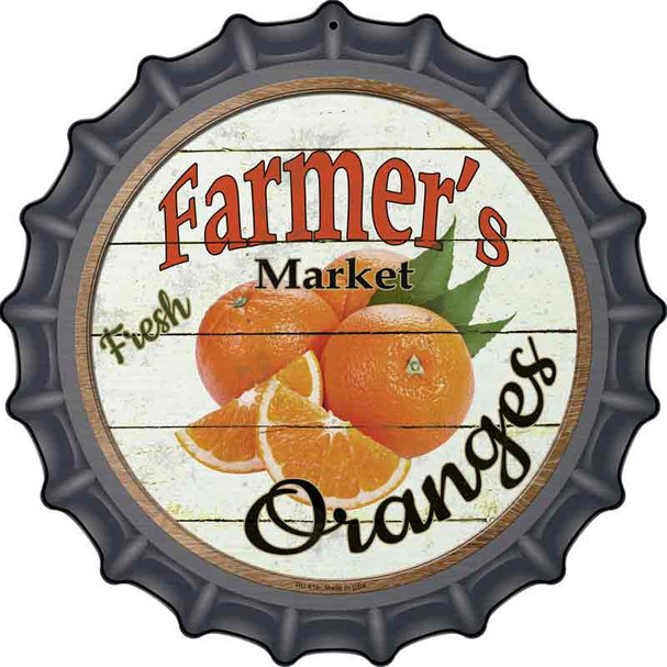 Farmers Market Oranges Novelty Metal Bottle Cap Sign BC-619