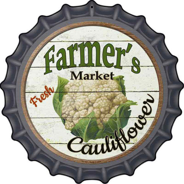 Farmers Market Cauliflower Novelty Metal Bottle Cap Sign BC-621