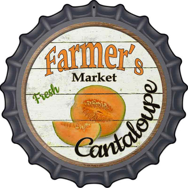 Farmers Market Cantaloupe Novelty Metal Bottle Cap Sign BC-628