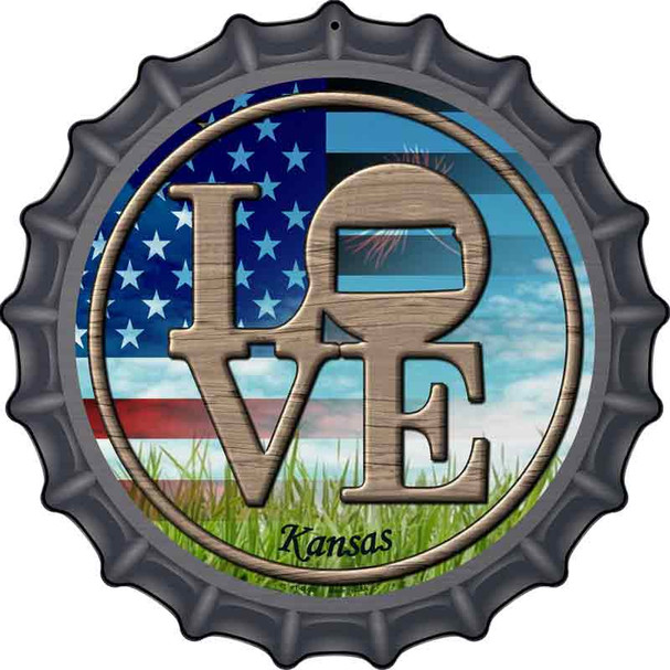 Love Kansas Novelty Metal Bottle Cap Sign BC-681