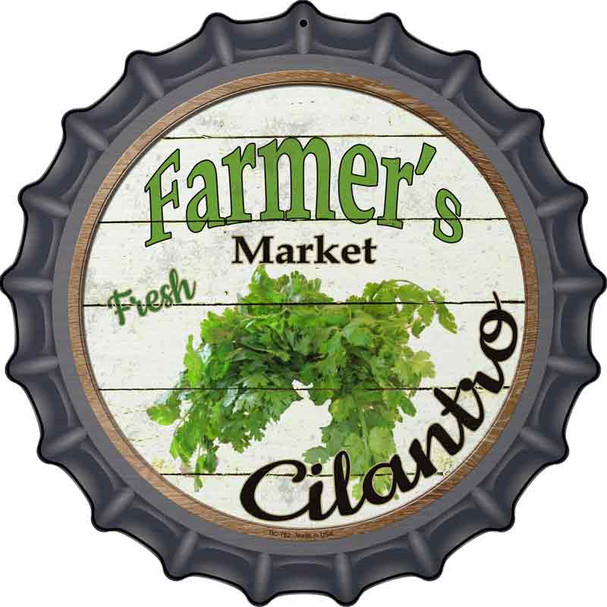 Farmers Market Cilantro Novelty Metal Bottle Cap Sign BC-782