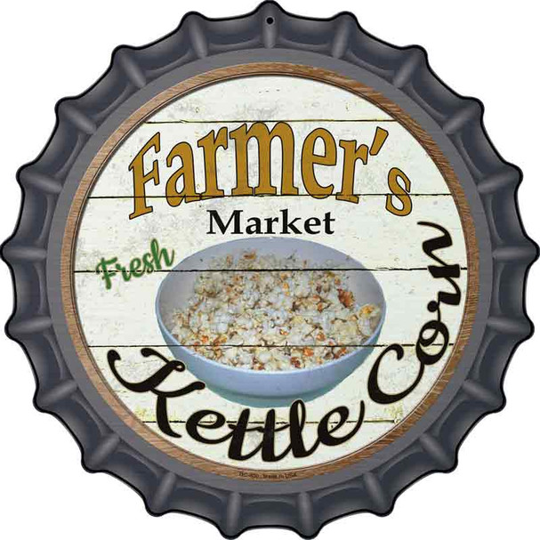 Farmers Market Kettle Corn Novelty Metal Bottle Cap Sign BC-800