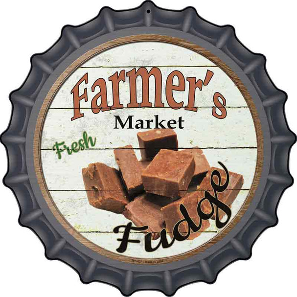 Farmers Market Fudge Novelty Metal Bottle Cap Sign BC-807