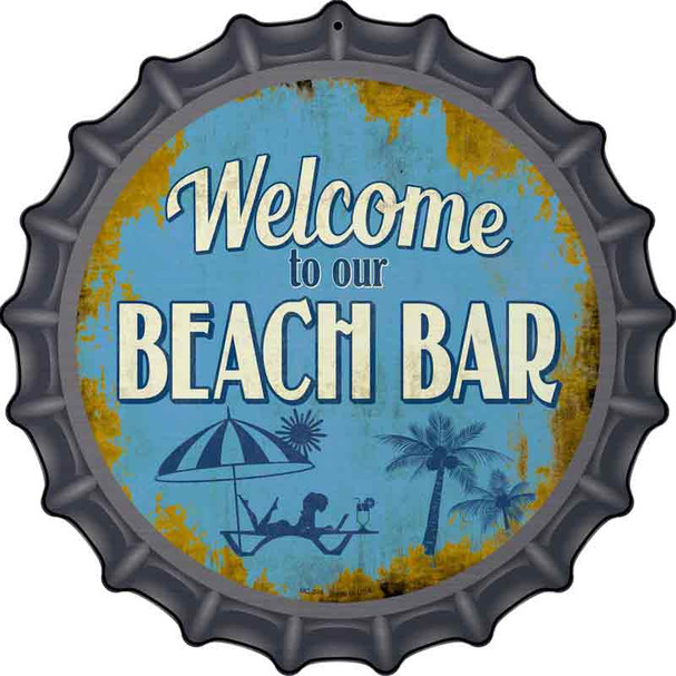 Welcome to our Beach Bar Novelty Metal Bottle Cap Sign BC-846