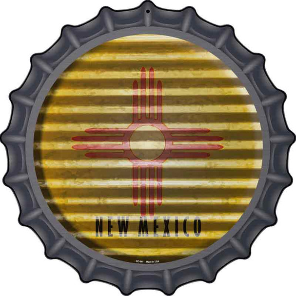 New Mexico Flag Corrugated Effect Novelty Metal Bottle Cap Sign BC-941