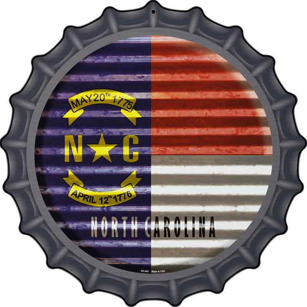 North Carolina Flag Corrugated Effect Novelty Metal Bottle Cap Sign BC-943