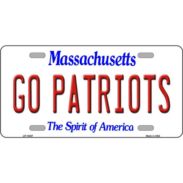 Go Patriots Novelty Metal License Plate Tag