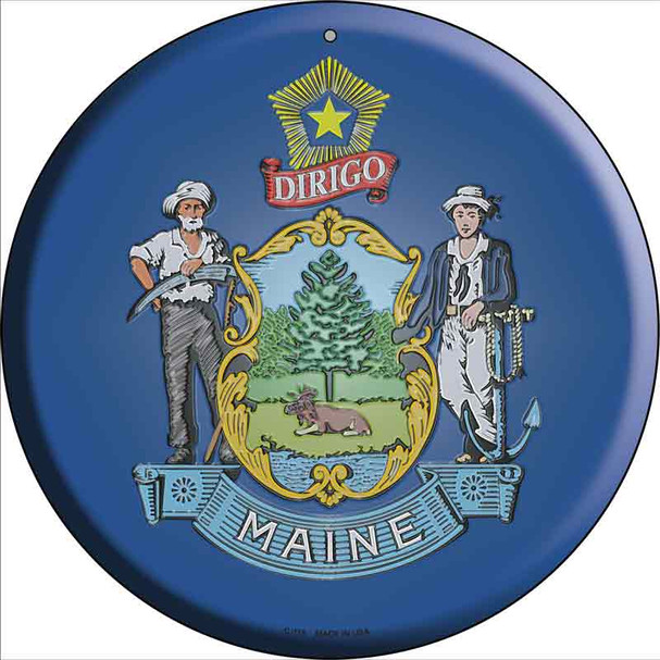 Maine State Flag Metal Circular Sign C-118