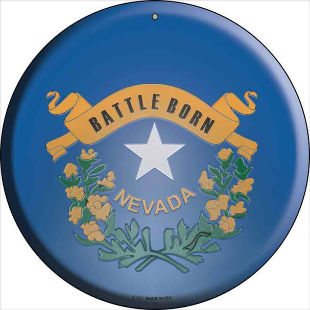 Nevada State Flag Metal Circular Sign C-127