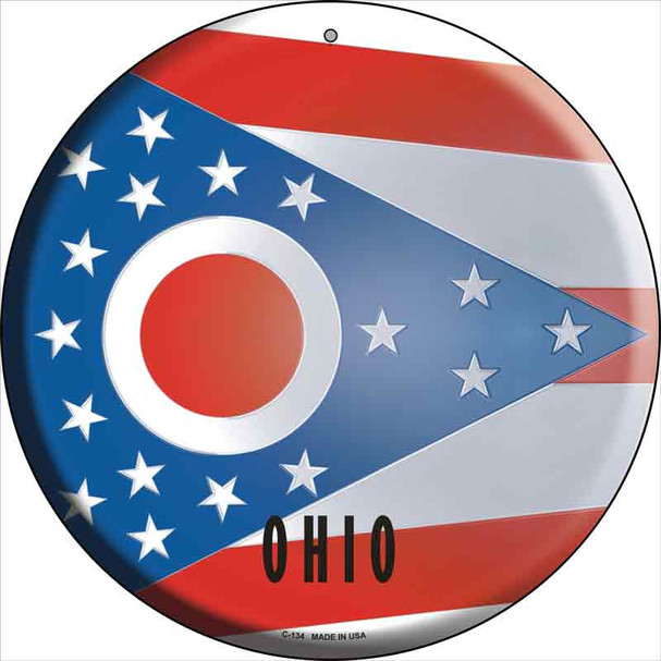 Ohio State Flag Metal Circular Sign C-134