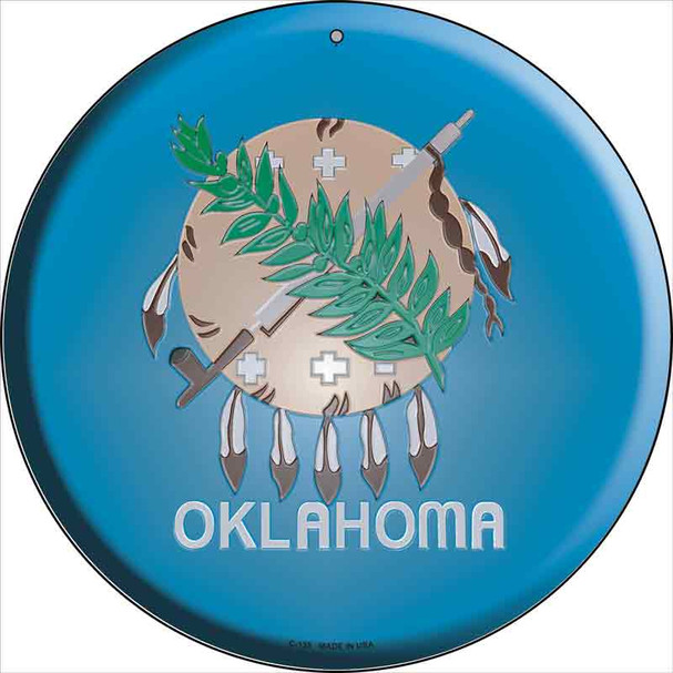 Oklahoma State Flag Metal Circular Sign C-135