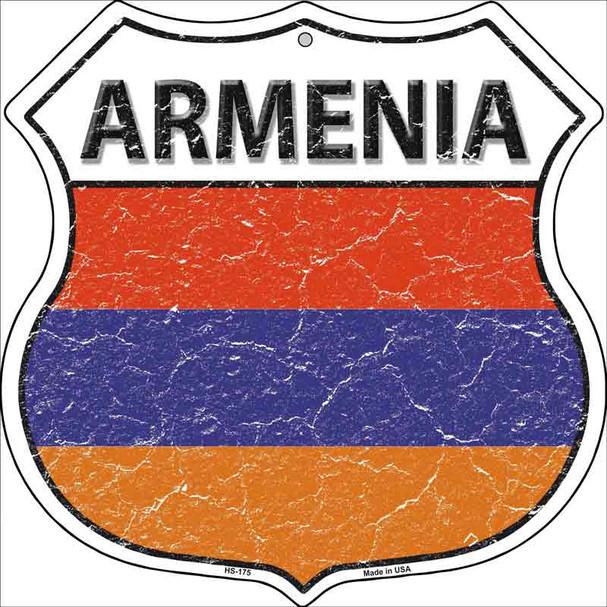 Armenia Flag Highway Shield Metal Sign