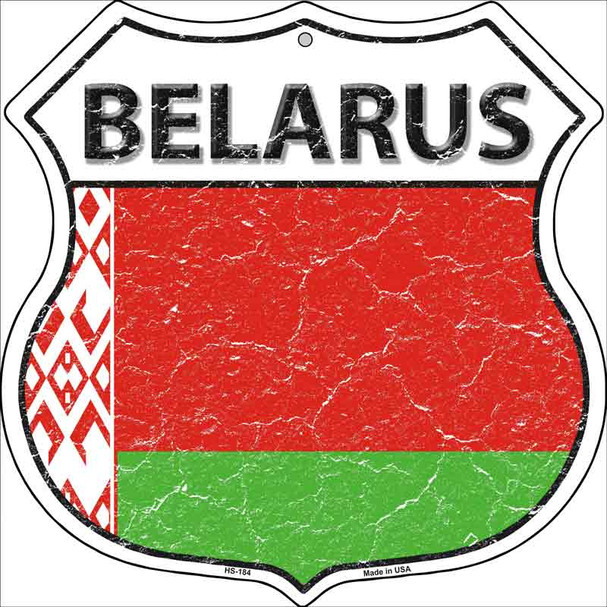 Belarus Flag Highway Shield Metal Sign