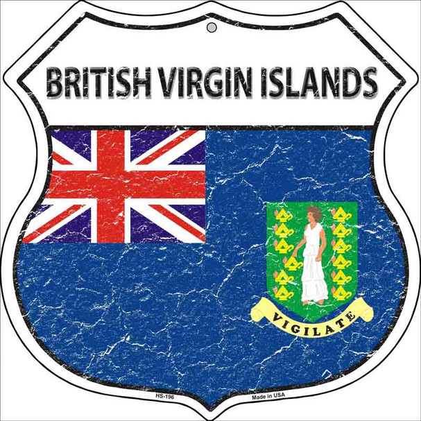 British Virgin Islands Flag Highway Shield Metal Sign