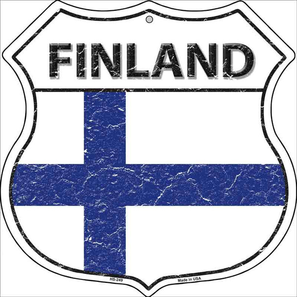 Finland Flag Highway Shield Metal Sign