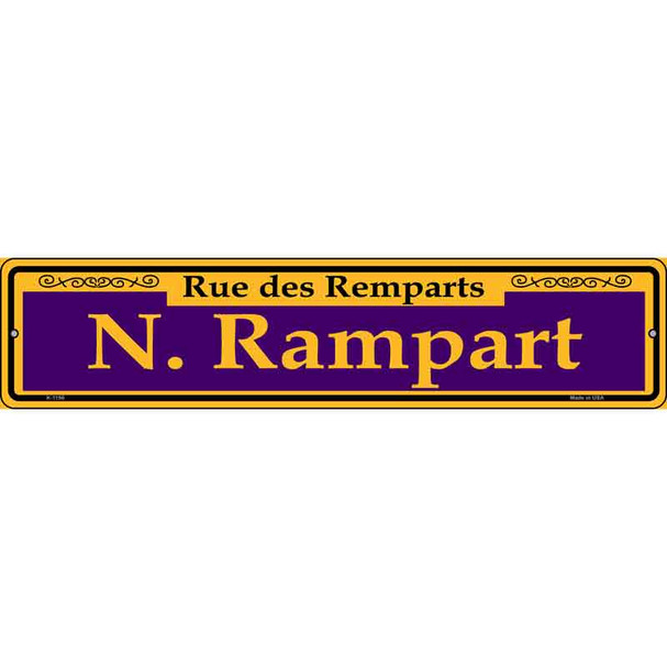 N. Rampart Purple Novelty Metal Street Sign