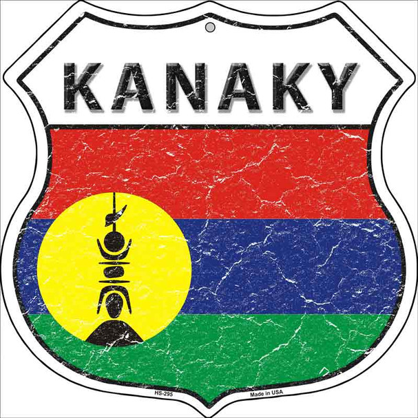 Kanaky Flag Highway Shield Metal Sign