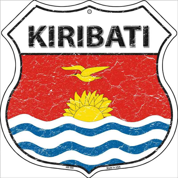 Kiribati Flag Highway Shield Metal Sign