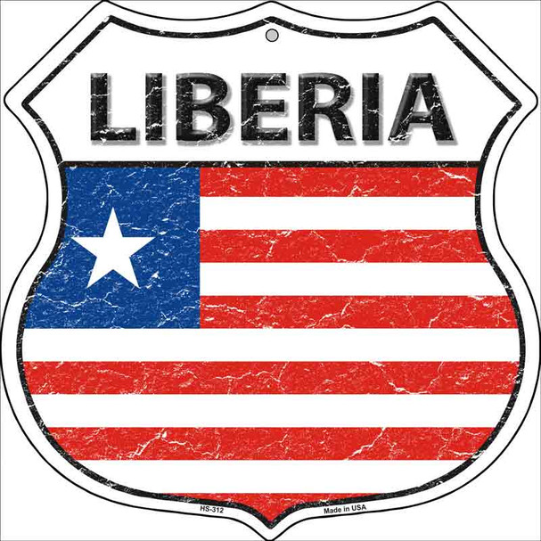 Liberia Flag Highway Shield Metal Sign