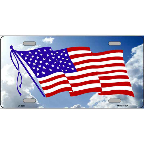 American Flag Cloud Novelty Metal License Plate