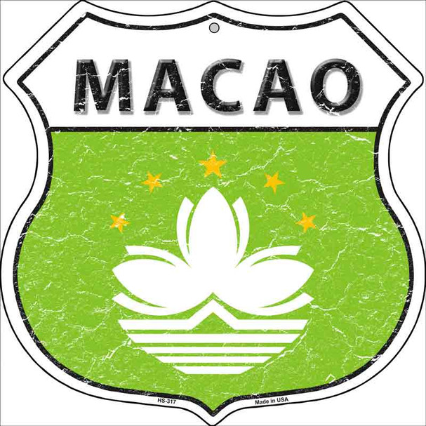 Macao Flag Highway Shield Metal Sign