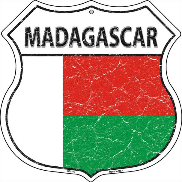 Madagascar Flag Highway Shield Metal Sign