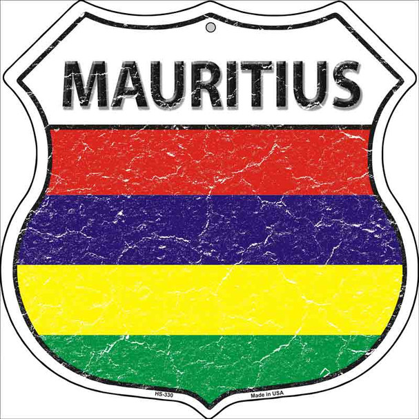 Mauritius Flag Highway Shield Metal Sign