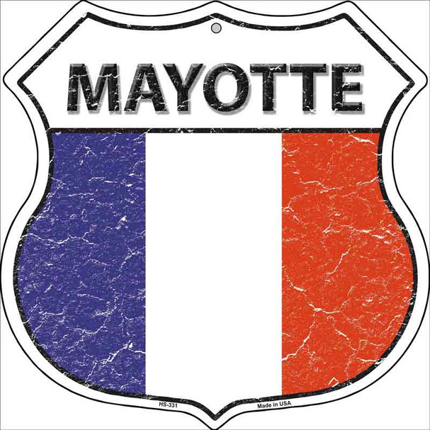 Mayotte Flag Highway Shield Metal Sign