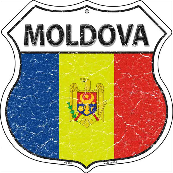 Moldova Flag Highway Shield Metal Sign