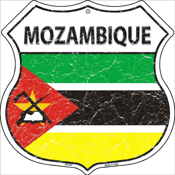 Mozambique Flag Highway Shield Metal Sign
