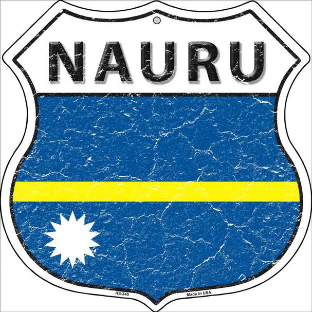 Nauru Flag Highway Shield Metal Sign