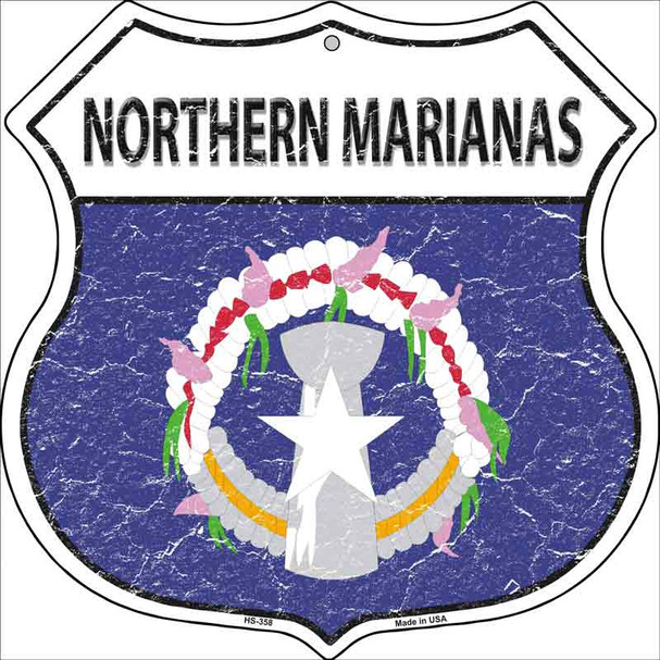 Northern Marianas Flag Highway Shield Metal Sign