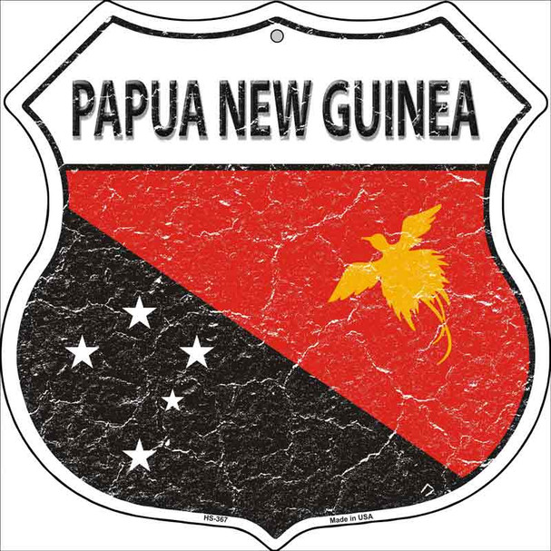 Papua New Guinea Flag Highway Shield Metal Sign