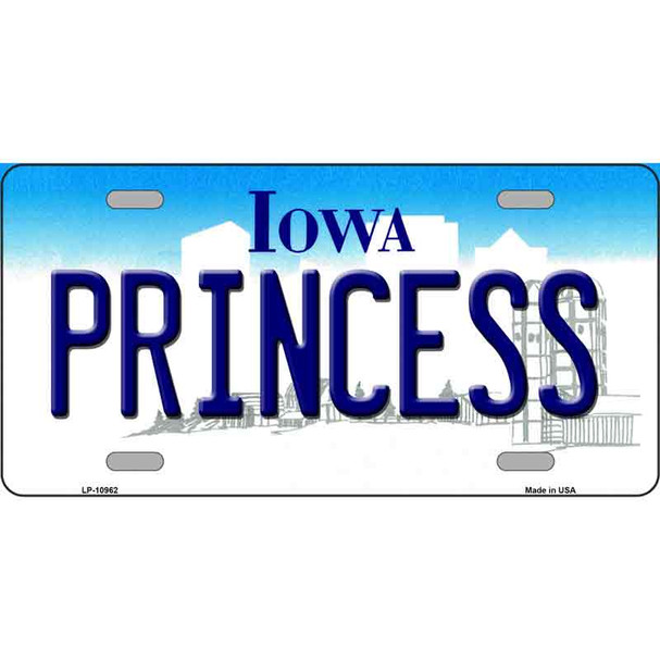 Princess Iowa Metal Novelty License Plate