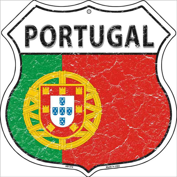 Portugal Flag Highway Shield Metal Sign