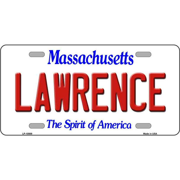 Lawrence Massachusetts Metal Novelty License Plate