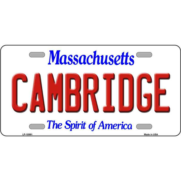 Cambridge Massachusetts Metal Novelty License Plate