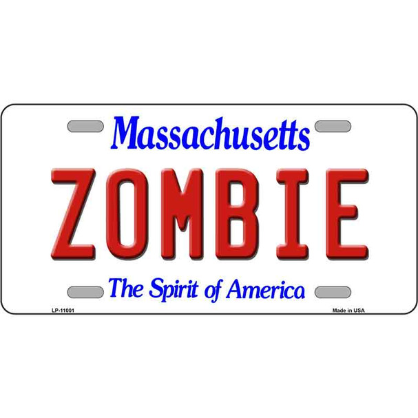 Zombie Massachusetts Metal Novelty License Plate