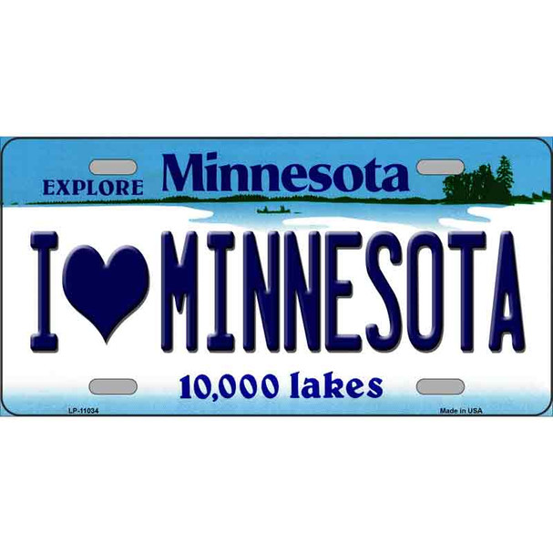 I Love Minnesota Metal Novelty License Plate