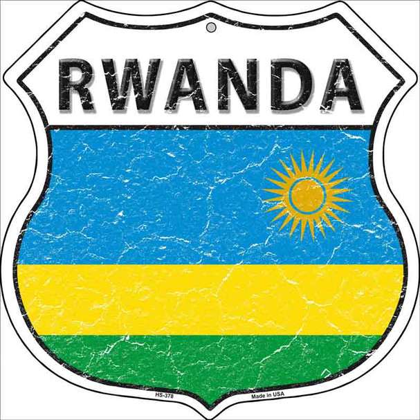 Rwanda Flag Highway Shield Metal Sign